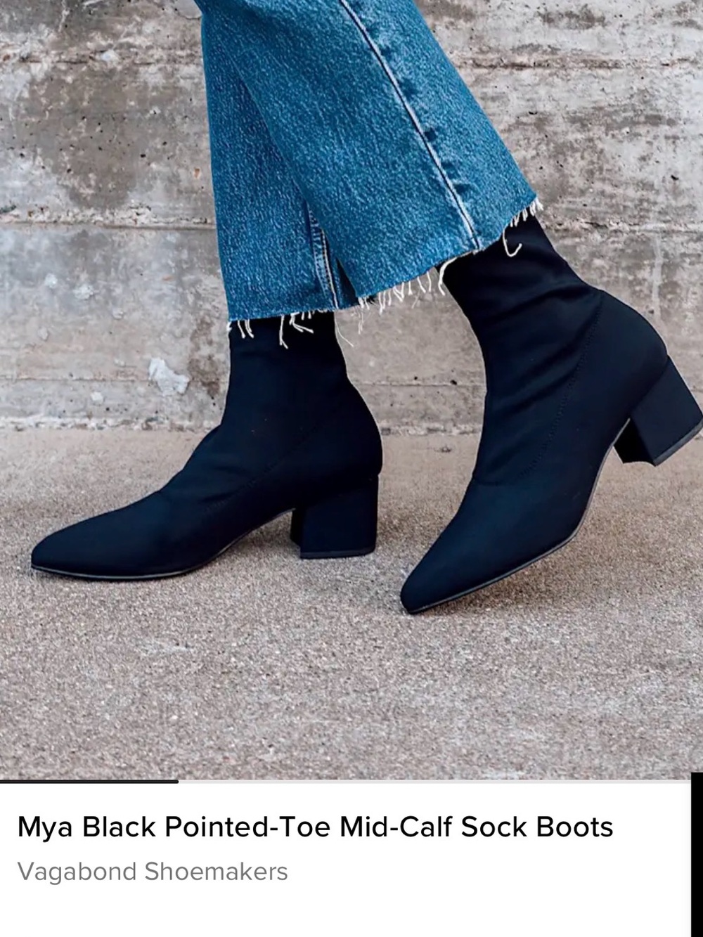 Vagabond Mya Black Pointed-Toe Sock Boots